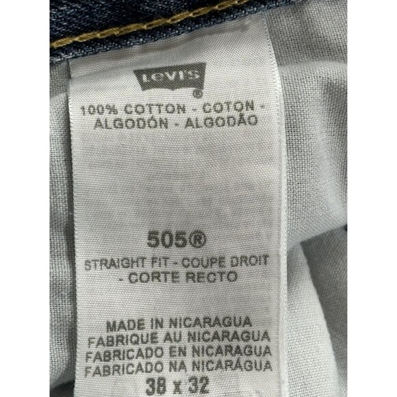 Levi's 505 Straight Fit Jeans W38 L32 Men's Classic Denim Blue Cotton - Picture 3 of 9